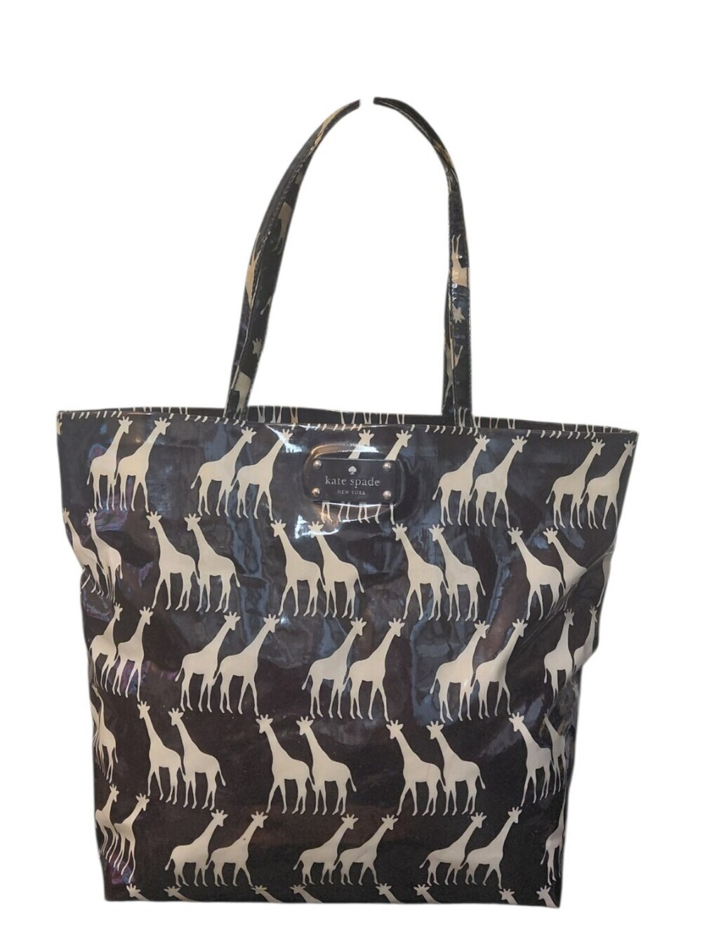 kate spade Giraffe Print Tote Black and Cream Bag